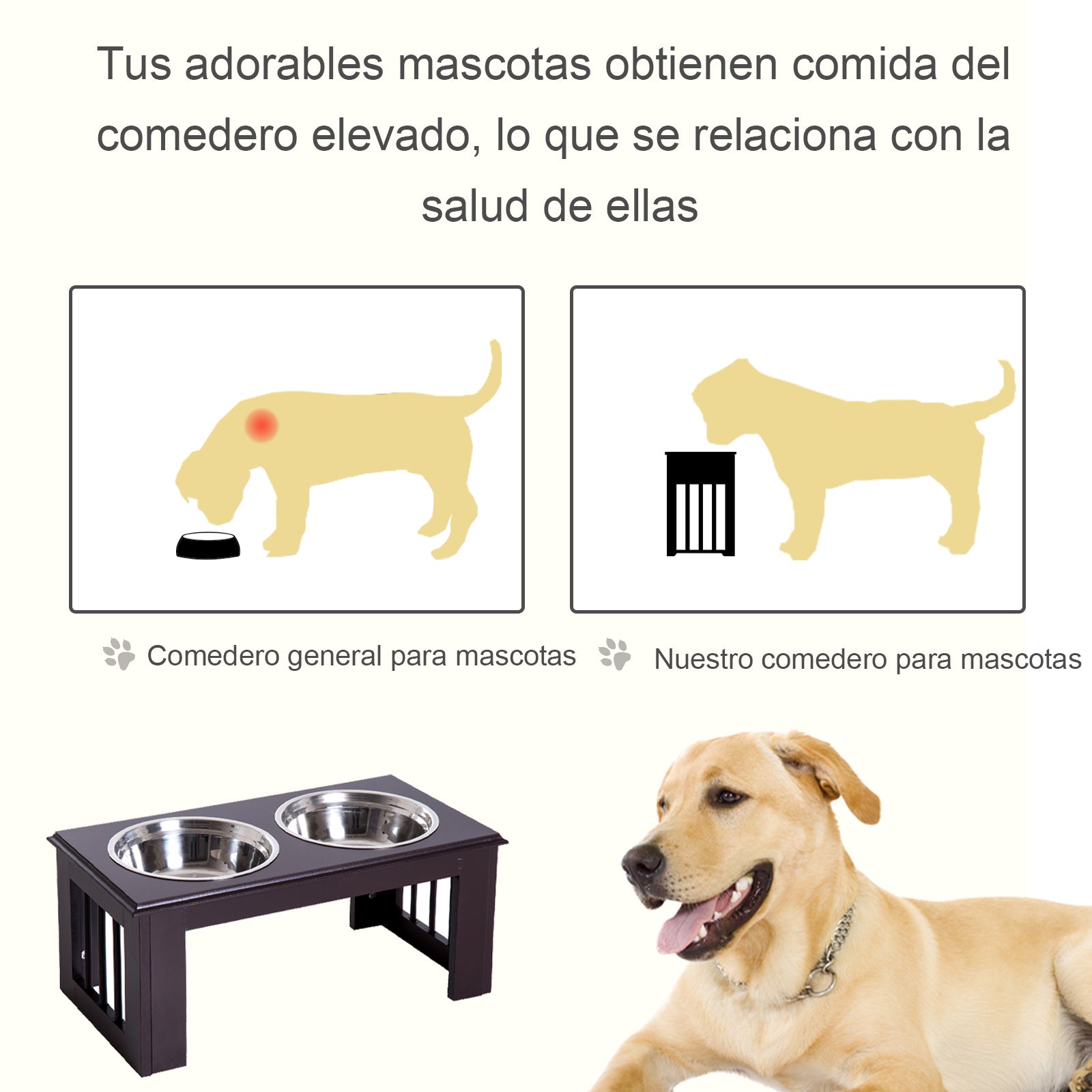 Pawhut Comedero Elevado Para Perros Con Soporte Y 2 Cuencos Extraíbles Acero_5
