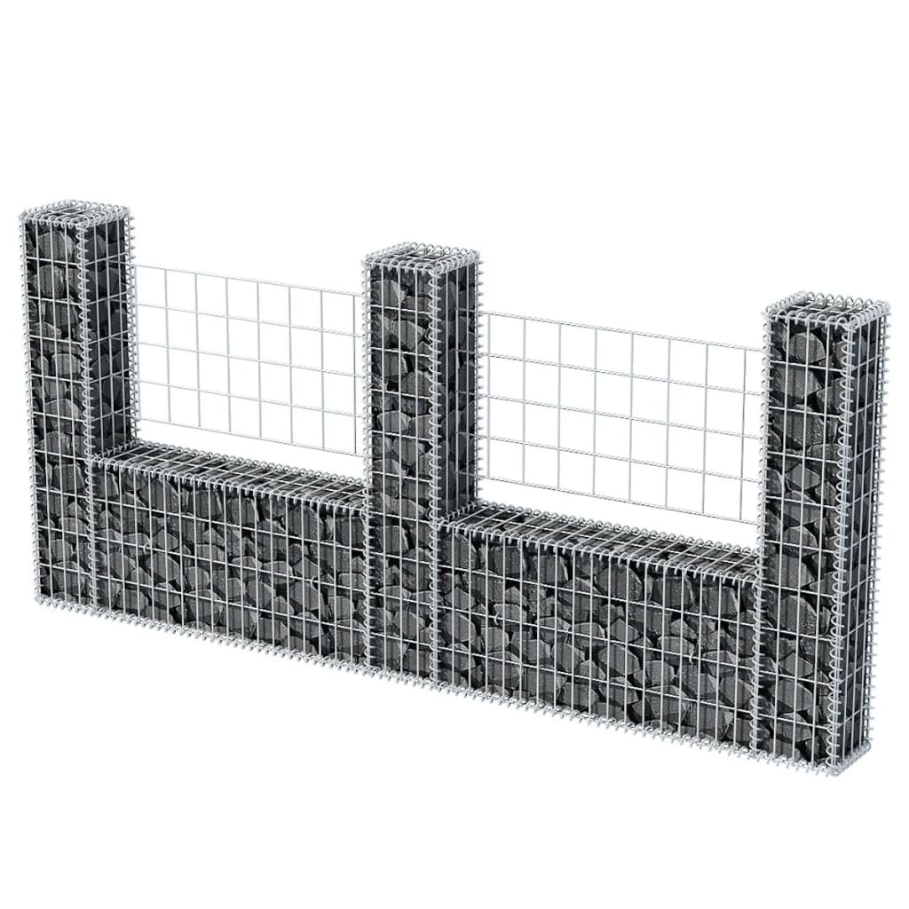 Cesta En Forma De U Muro De Gaviones Galvanizado 240x20x100 Cm / Vetonek_1