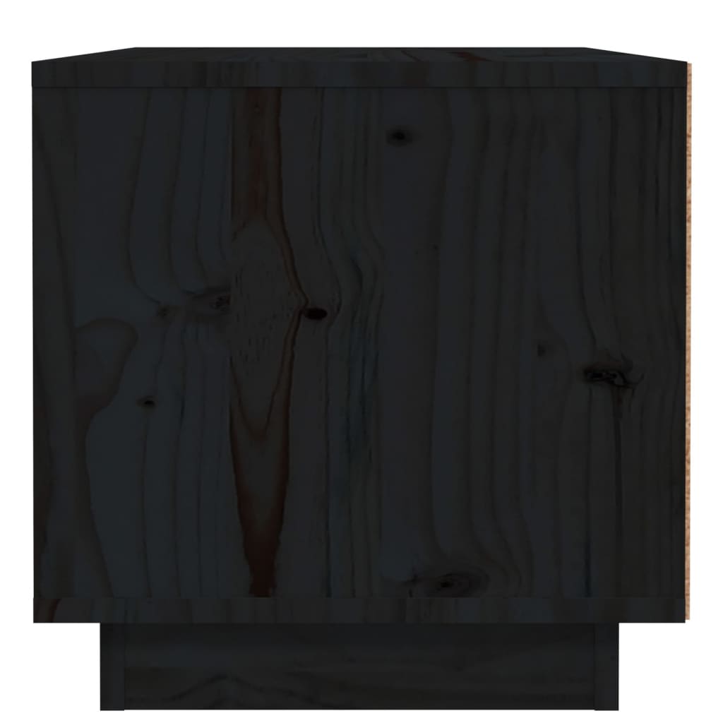 Mesita De Noche Madera Maciza De Pino Negro 40x34x35 Cm_4