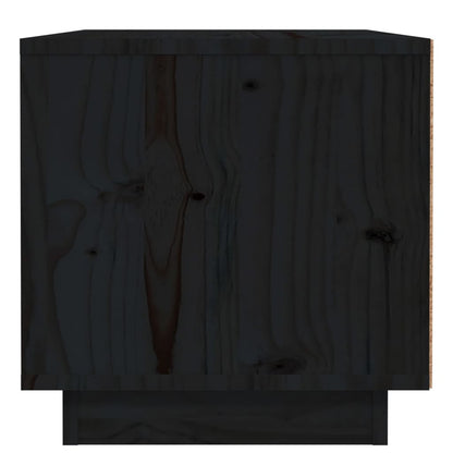 Mesita De Noche Madera Maciza De Pino Negro 40x34x35 Cm_4