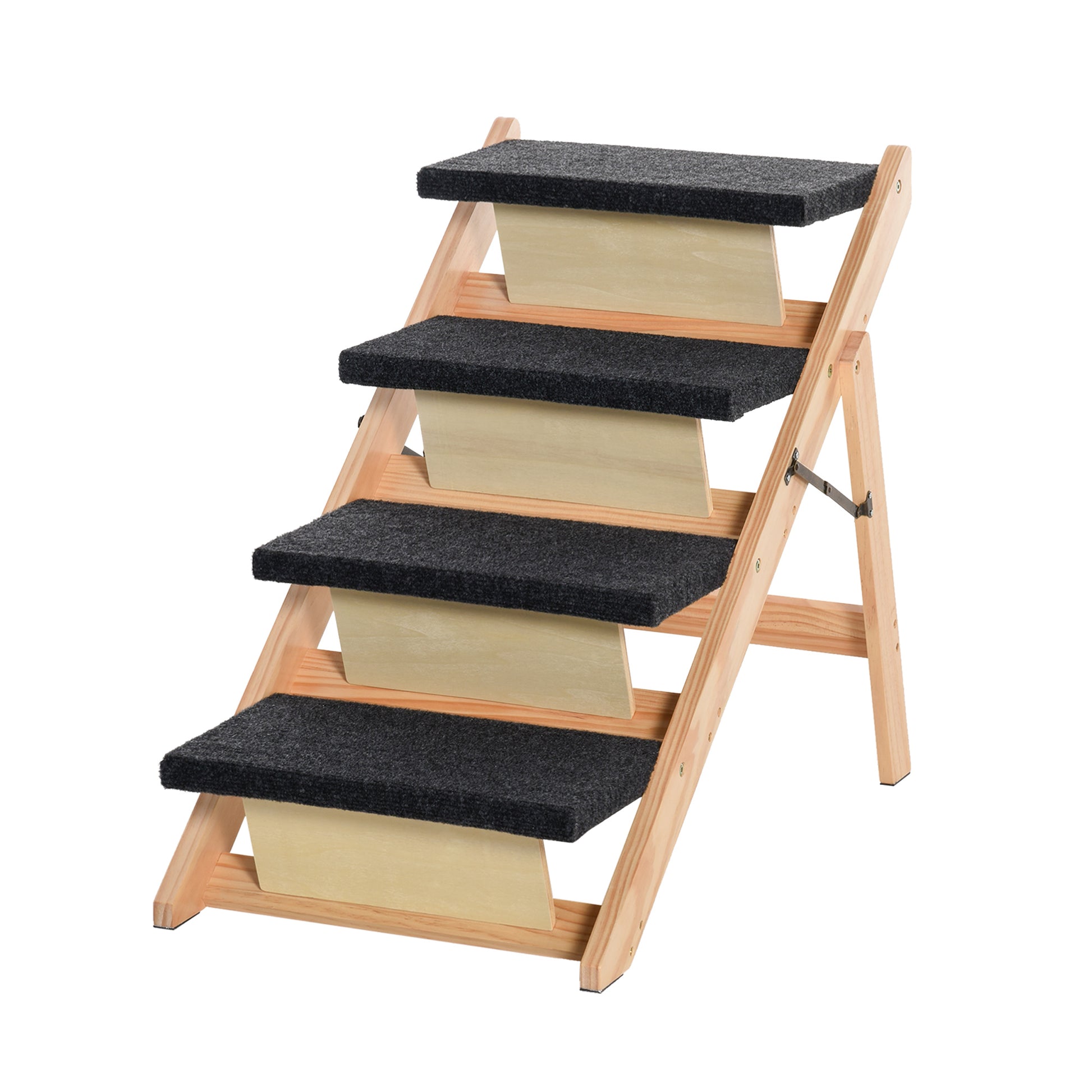 Pawhut Escalera De Madera Para Perros Plegable Rampa Mascotas Portátil Con 4_0