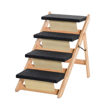 Pawhut Escalera De Madera Para Perros Plegable Rampa Mascotas Portátil Con 4_0