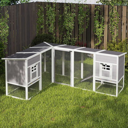 Pawhut Gallinero De Madera Grande Exterior En L Para Esquina 251x192x103 Cm Gris_1