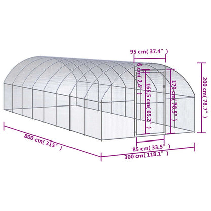 Vidaxl Gallinero De Exterior De Acero Galvanizado 3x8x2 M_2