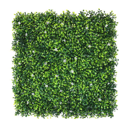 Jardín Vertical Artificial 100x100cm Well Home Con Flores Blancas Y Verdes