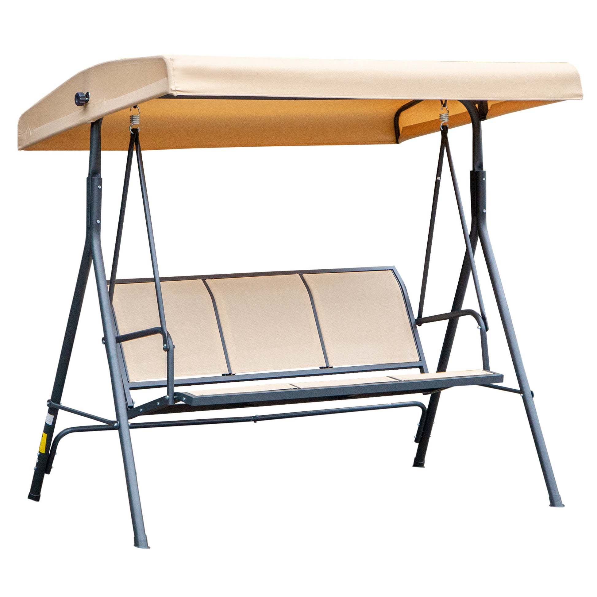 Outsunny Columpio De Jardín De 3 Plazas Techo Ajustable 175x118x159 Cm Beige_0