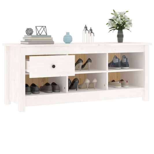 Armario Zapatero De Madera Maciza De Pino Blanco 110x38x45,5 Cm / Vetonek_0