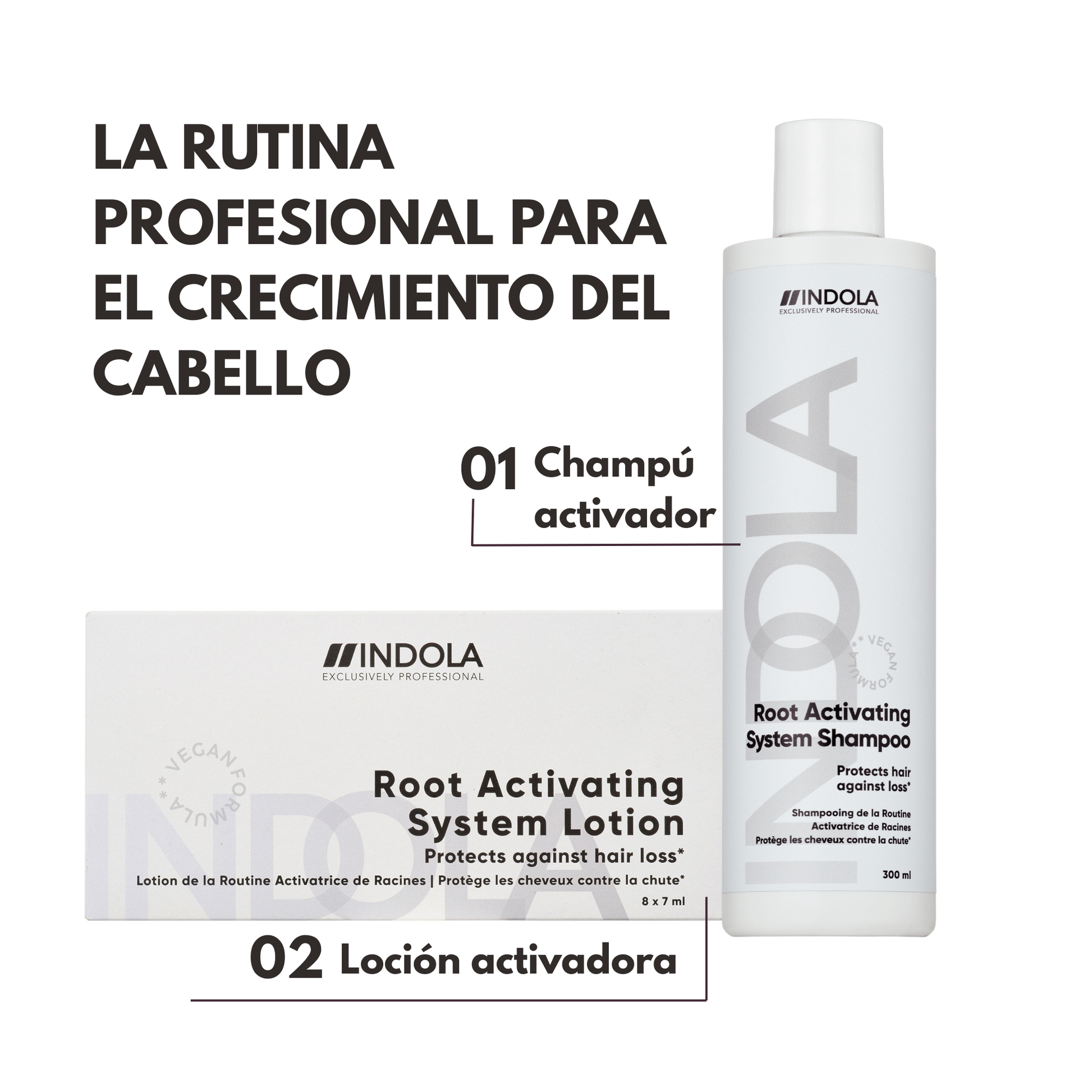 Indola Pack Anticaída Profesional Con Champú 300ml + 8 Ampollas Activadoras 7ml_3