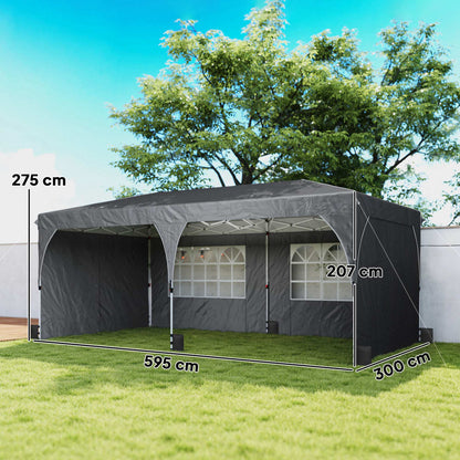 Outsunny Carpa Plegable 6x3 M Con Montaje Rápido Y Tiras Reflectantes Gris_2
