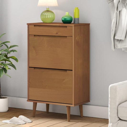 Zapatero Molde Madera Maciza De Pino Marrón 59,5x35x103 Cm / Vetonek_0