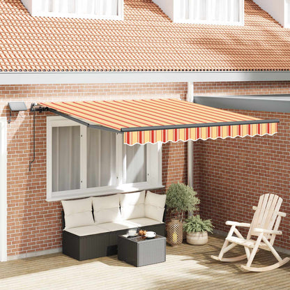 Toldo Retráctil Amarillo Y Naranja 300 X 250 Cm Tela Y Aluminio_1