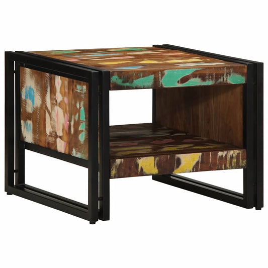 Mesa De Centro Multicolor 50x50x38 Cm Madera Maciza Reciclada_0