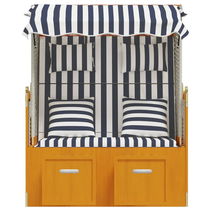 Silla Strandkorb Con Cojines Ratán Sintético Madera Blanco Azul_4