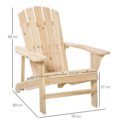 Outsunny Silla Adirondack De Madera Carga 150 Kg 78x89x88 Cm Natural_2
