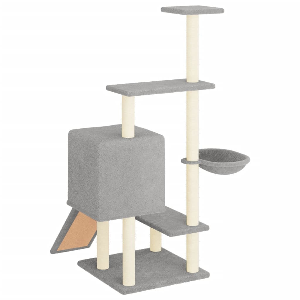 Vidaxl Rascador Para Gatos Con Postes De Sisal Gris Claro 130,5 Cm_4