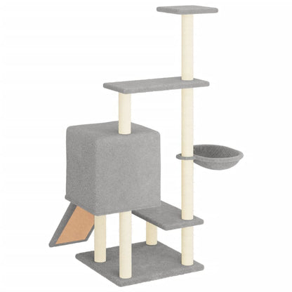 Vidaxl Rascador Para Gatos Con Postes De Sisal Gris Claro 130,5 Cm_4