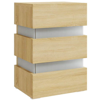 Mesita De Noche Luz Led Madera De Ingeniería Sonoma 45x35x67 Cm_3