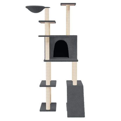 Rascador Para Gatos Con Postes De Sisal Gris Oscuro 166 Cm_2