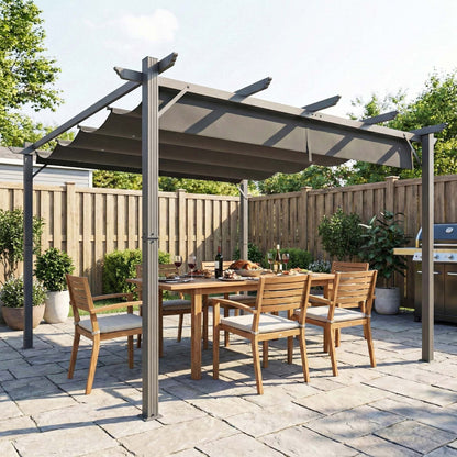 Outsunny Pérgola De Jardín 3x3 M Con Techo Retráctil Upf30+ Marco De Aluminio_1