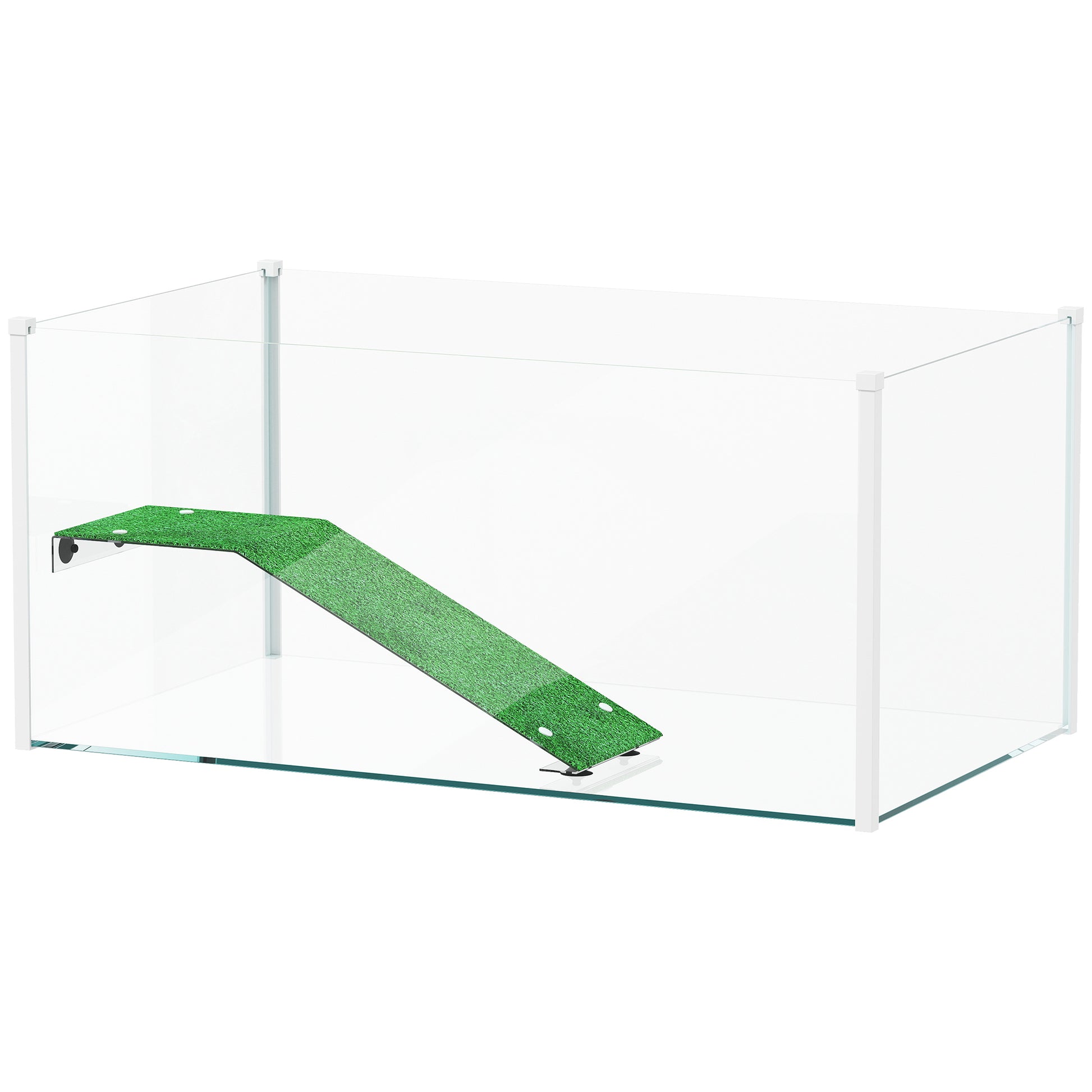 Pawhut Acuario Para Tortugas Con Plataforma Y Rampa 60x35x28 Cm Blanco_0