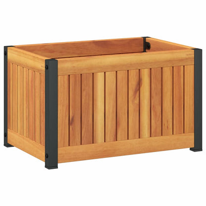 Jardinera De Madera Maciza De Acacia Y Acero 45x30x27,5 Cm_0