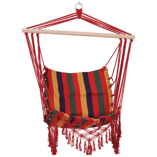 Outsunny Silla Colgante Algodón Poliéster 100 Kg Interior Exterior 100x60x100 Cm_0