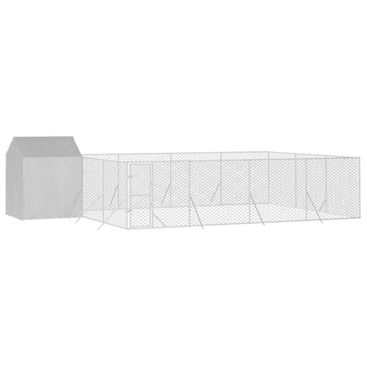 Vidaxl Perrera De Exterior Con Toldo Acero Galvanizado Plata 10x6x2,5m_0
