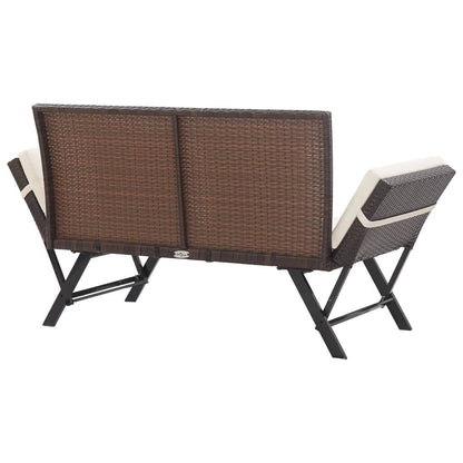 Vidaxl Banco De Jardín Con Cojines Ratán Sintético Marrón 176 Cm_3