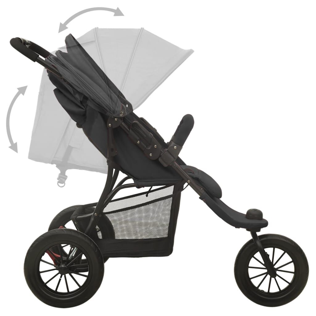 Vidaxl Cochecito De Bebé De Acero Gris Antracita_4