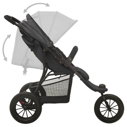 Vidaxl Cochecito De Bebé De Acero Gris Antracita_4