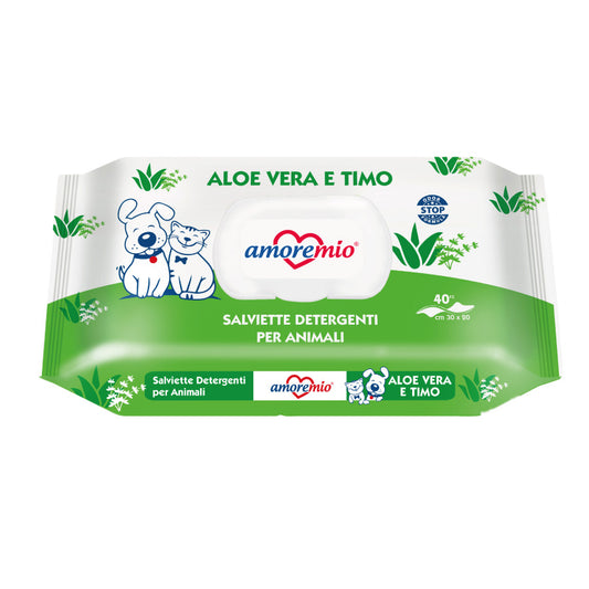 Amoremio Toallitas Aloe Vera Para Perro Y Gato, Paquete De 40 Toallitas_0