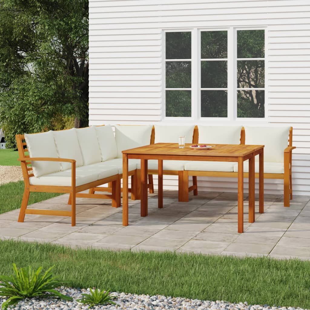 Vidaxl Juego Comedor Jardín Y Cojines 7 Piezas Madera Maciza Acacia_1