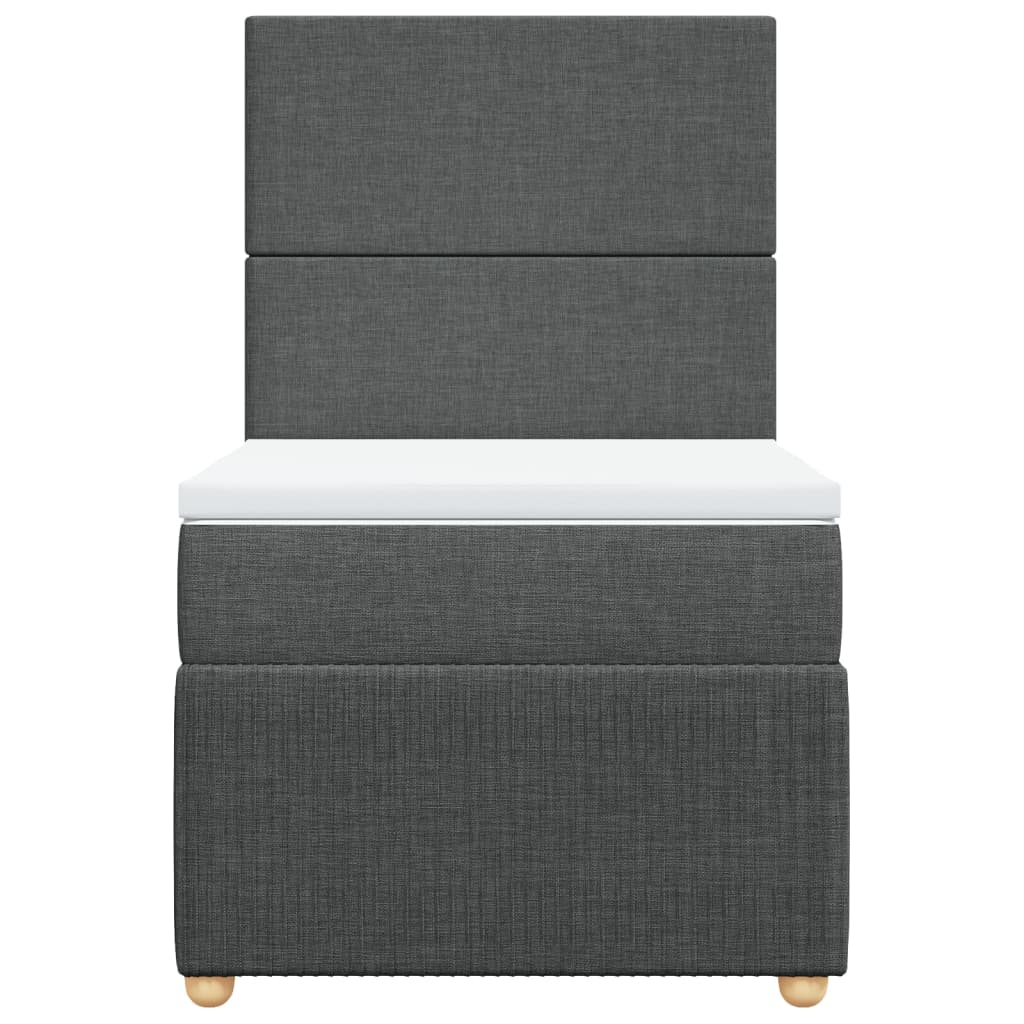 Cama Box Spring Con Colchón Tela Gris Oscuro 90x190 Cm / Vetonek_5