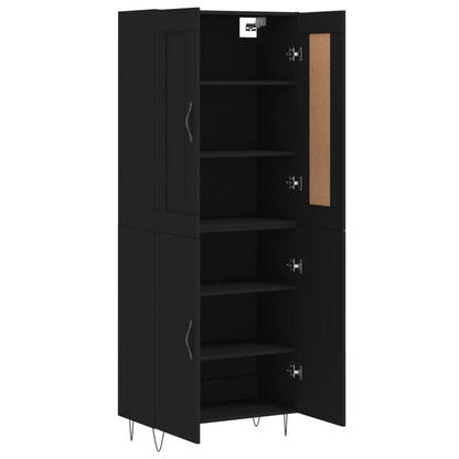 Aparador Alto Madera Contrachapada Negro 69,5x34x180 Cm_3