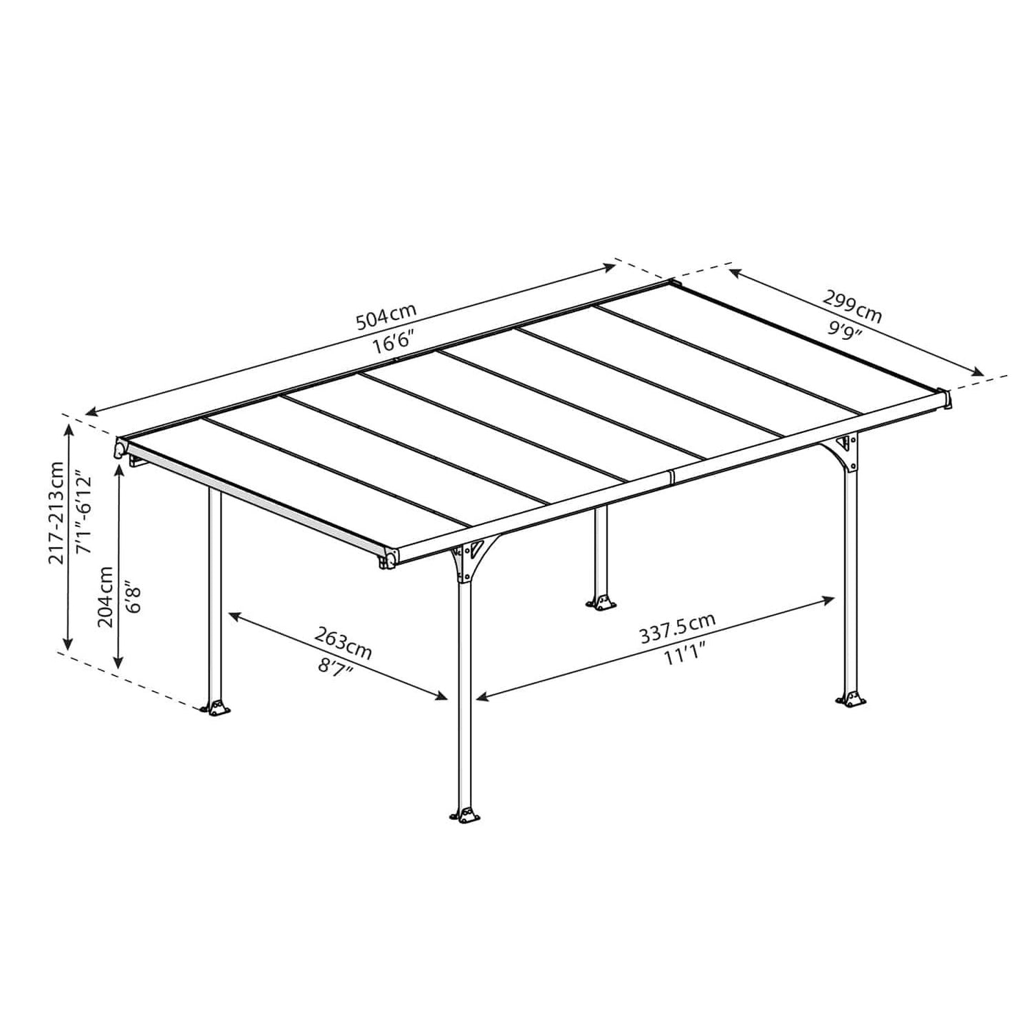 Cochera Carport Verona aluminio 504x299 cm Canopia by Palram