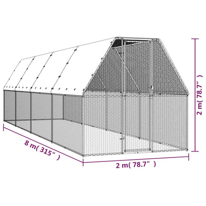 Vidaxl Jaula Gallinero De Acero Galvanizado 2x8x2 M_4