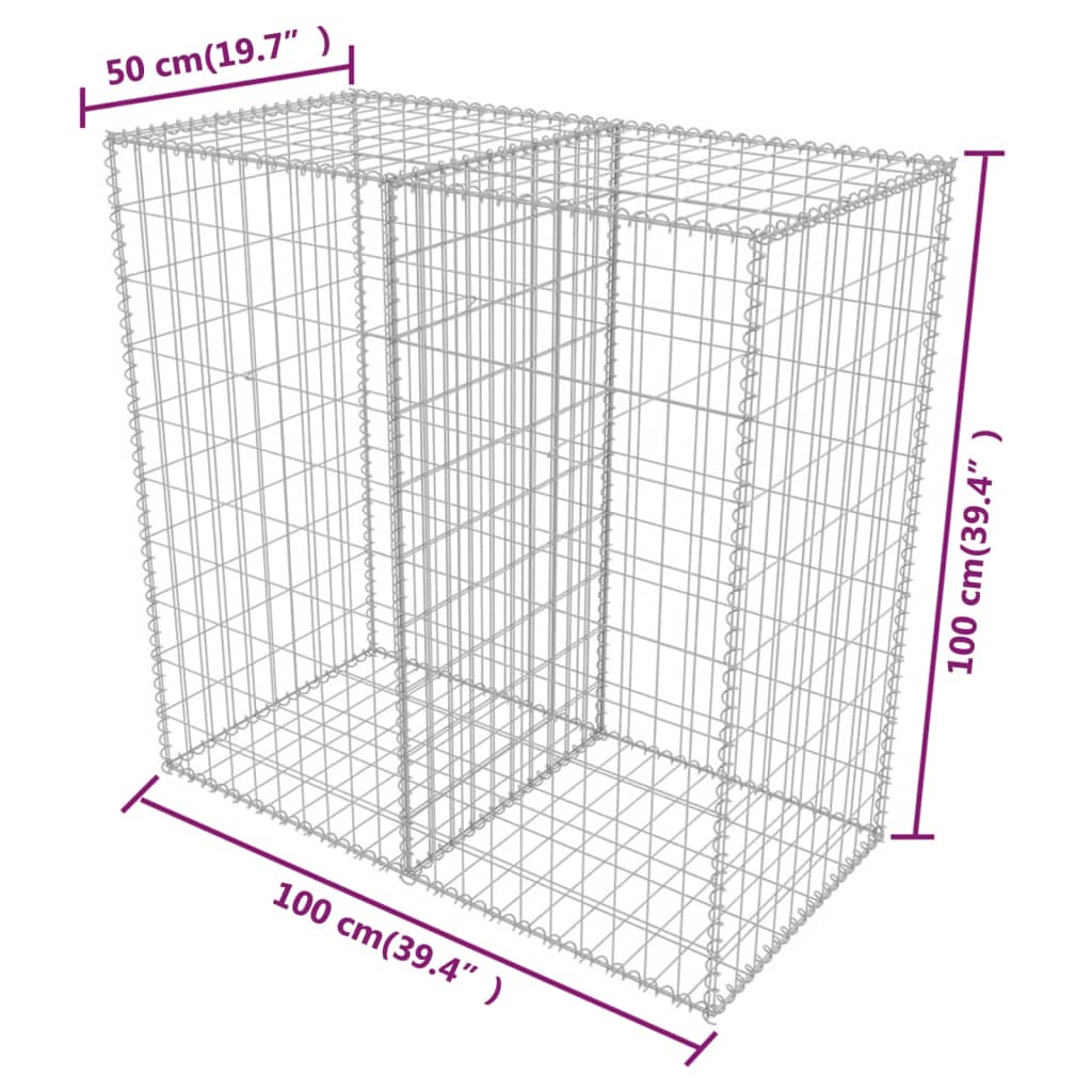 Cesta De Muro De Gaviones Acero Galvanizado 100x50x100 Cm / Vetonek_4