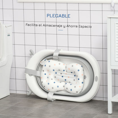 Homcom Bañera Plegable Bebé Recién Nacido Hasta 3 Años 35l Con Cojín Y Tapón_5