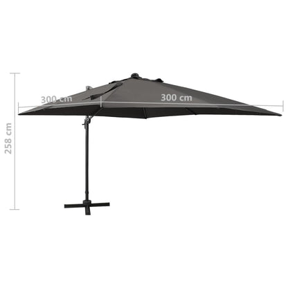 Vidaxl Sombrilla Jardín Voladiza Con Palo Y Luces Led Antracita 300 Cm_2