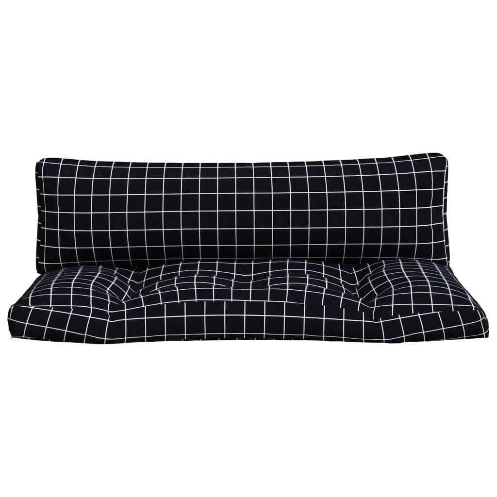 Vidaxl Cojines Para Palés 2 Piezas Tela Oxford A Cuadros Negros_3