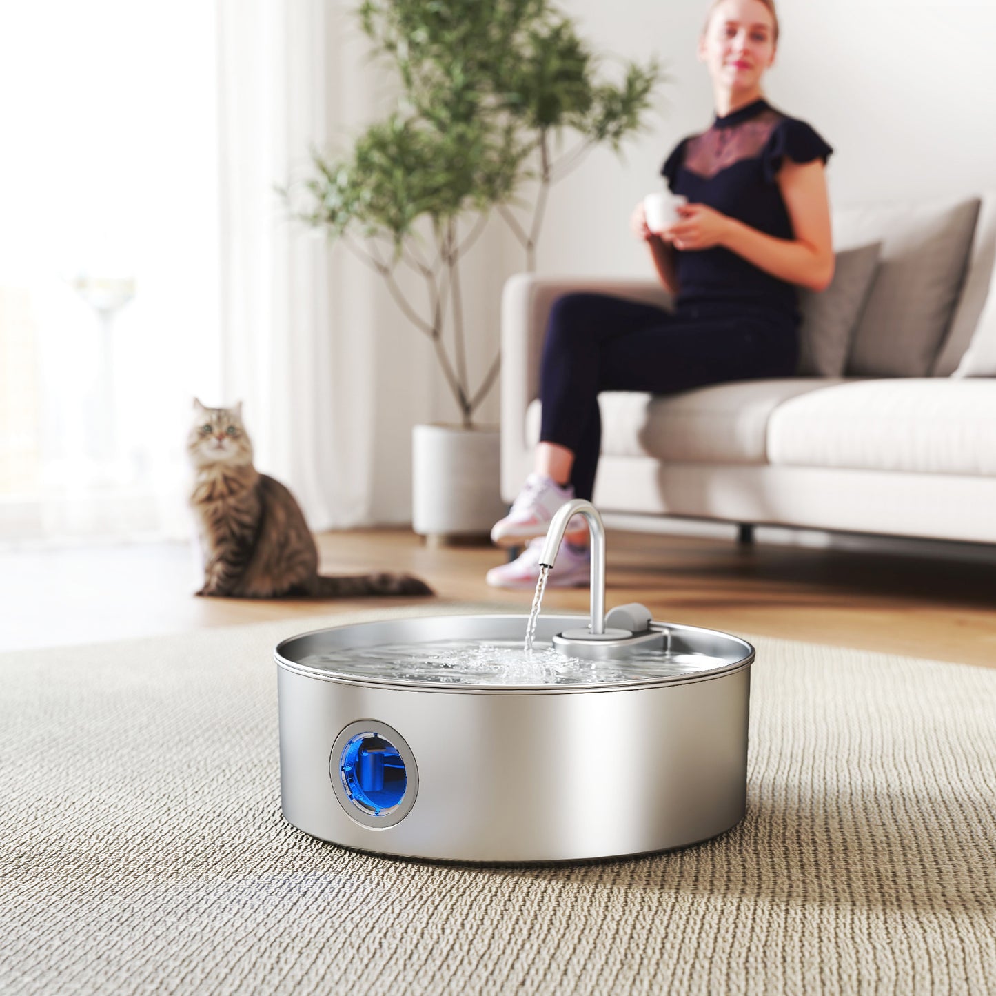 Pawhut Fuente Para Gatos De Acero Inoxidable 7l Silencioso Con Sistema De Filtro_1