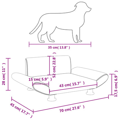Cama Para Perros De Tela Gris Claro 70x45x28 Cm / Vetonek_0