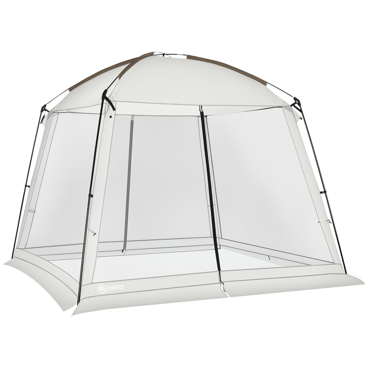 Outsunny Carpa De Jardín 3x3 M Para 6-8 Personas Con 4 Mosquiteras Y 2 Puertas_0