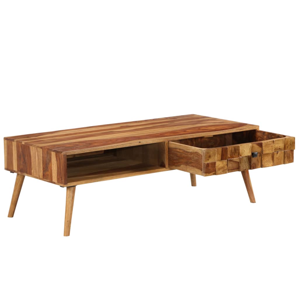 Mesa De Centro Madera Maciza Sheesham Acabado Miel 110x50x37 Cm_1