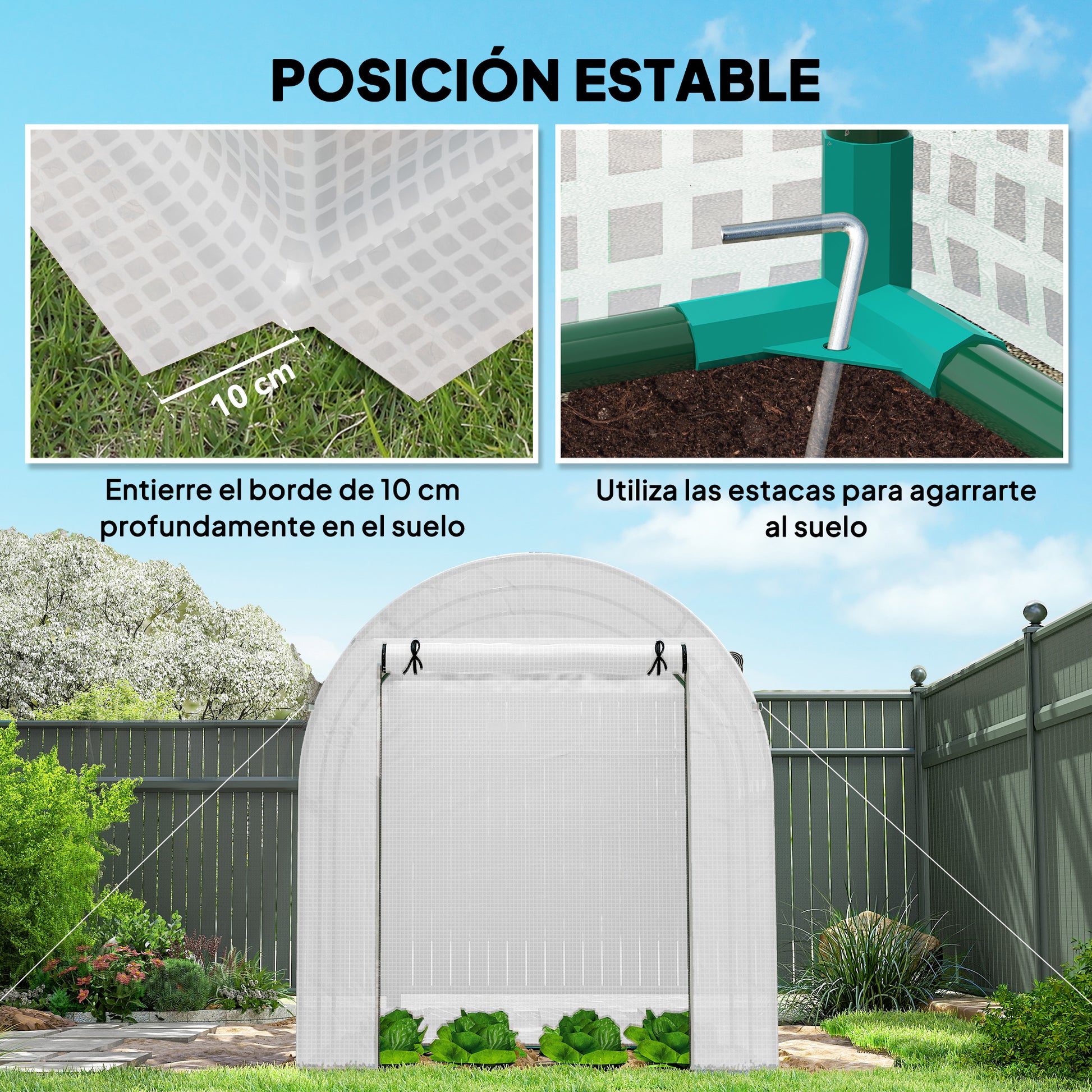 Outsunny Invernadero De Jardín 180x180x200 Cm Puerta Enrollable Ventana De Malla_4