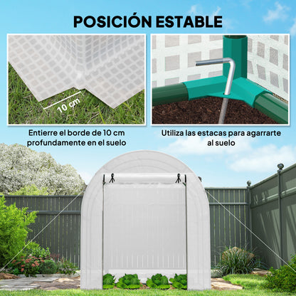Outsunny Invernadero De Jardín 180x180x200 Cm Puerta Enrollable Ventana De Malla_4