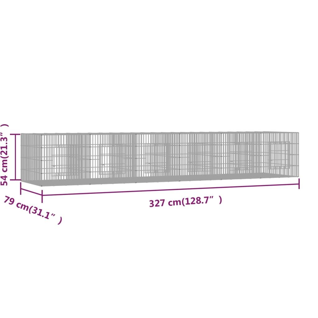 Vidaxl Jaula Para Conejos 6 Paneles Hierro Galvanizado 327x79x54 Cm_2