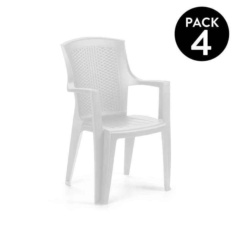 Pack 4 Sillas De Exterior Pacific Apilables, Polipropileno, Blanco, 55 X 91 X 60_0