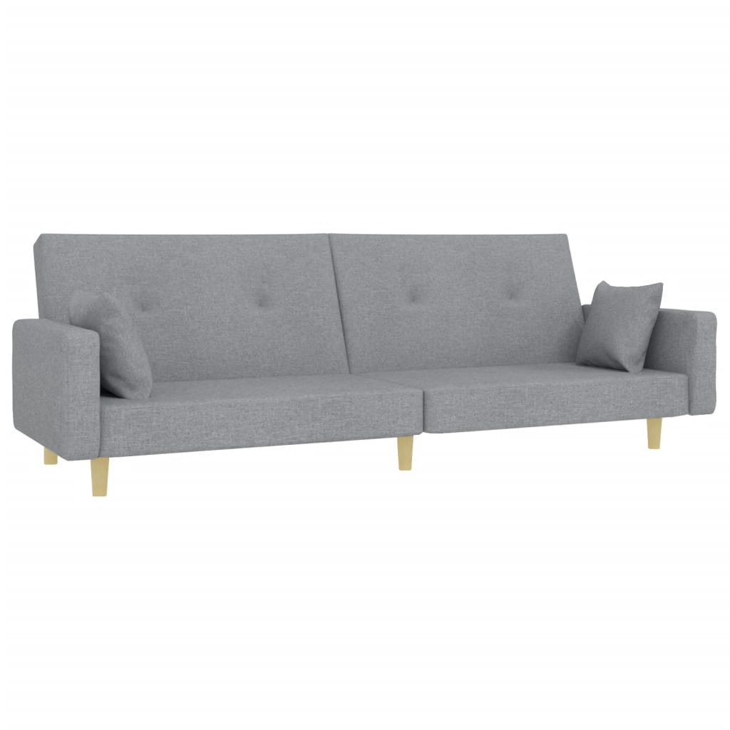 Sofá Cama De 2 Plazas Con Taburete Tela Gris Claro / Vetonek_3