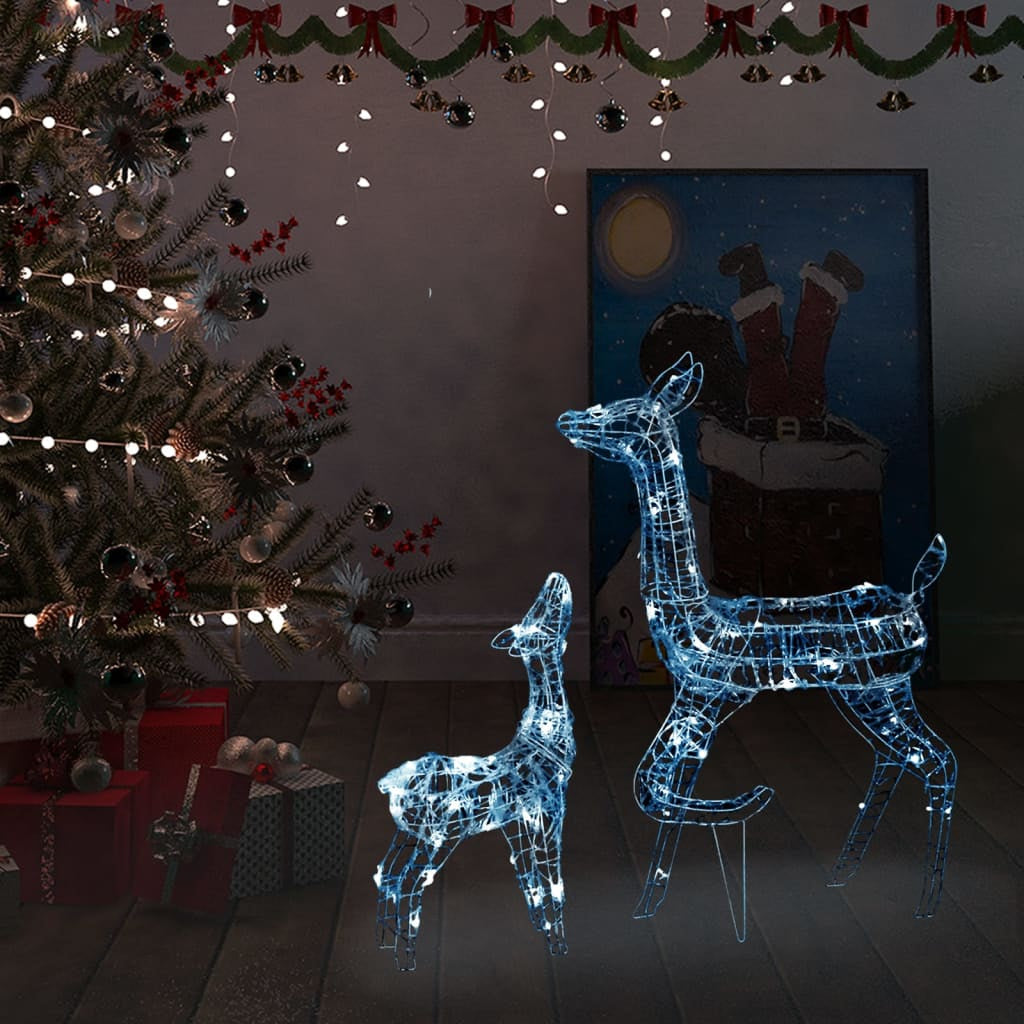 Vidaxl Familia De Renos De Navidad Acrílico Blanco Frío 160 Leds_1